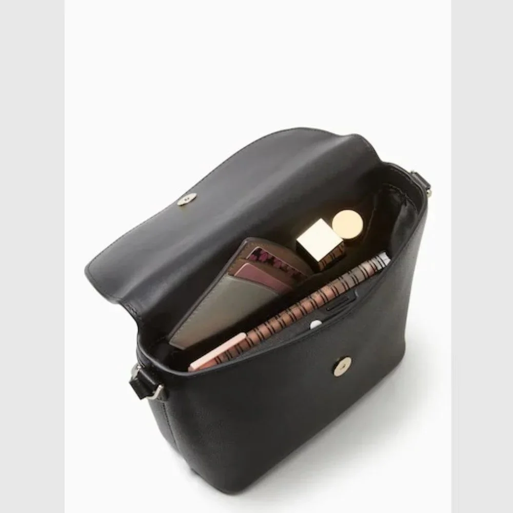 NWT KATE SPADE EMMIE FLAP LEATHER CROSSBODY (K8215 / BLACK)